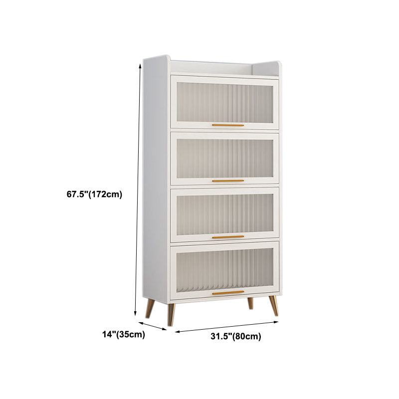 Porta di vetro Sideboard contemporanea Bianco in legno ingegnerizzato per sala da pranzo