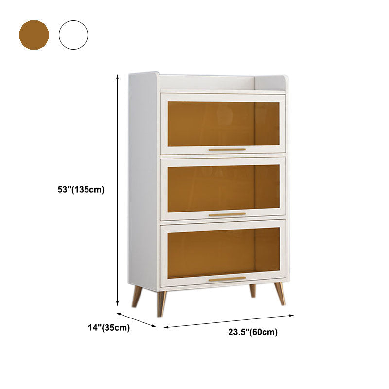Porta di vetro Sideboard contemporanea Bianco in legno ingegnerizzato per sala da pranzo