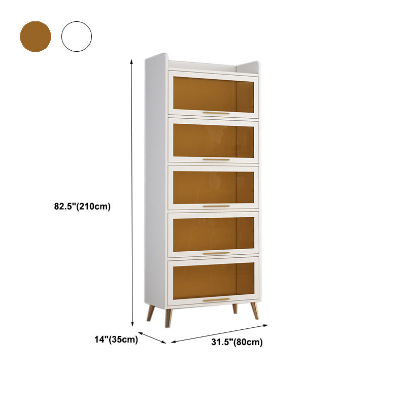 Porta di vetro Sideboard contemporanea Bianco in legno ingegnerizzato per sala da pranzo