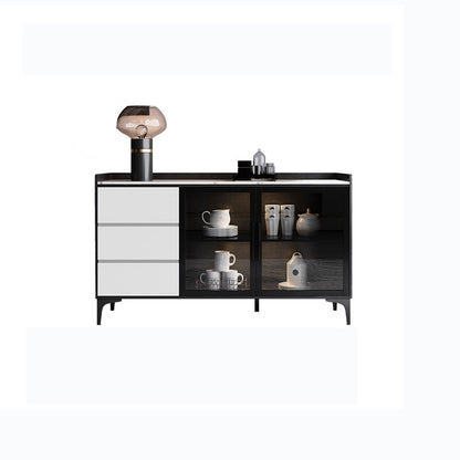 Weiß gesinterte Stein -Top -Server Glamstil Buffet Sideboard für Wohnzimmer