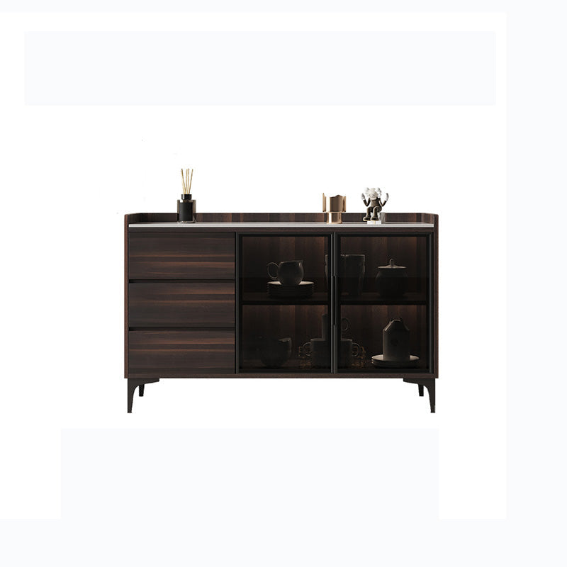 Weiß gesinterte Stein -Top -Server Glamstil Buffet Sideboard für Wohnzimmer