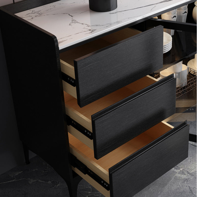 Weiß gesinterte Stein -Top -Server Glamstil Buffet Sideboard für Wohnzimmer