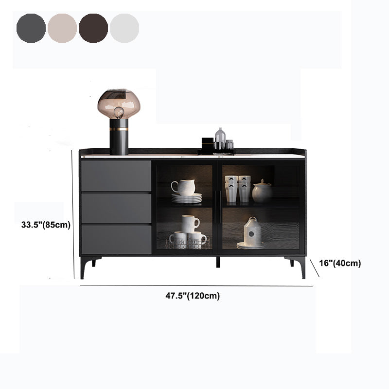 Weiß gesinterte Stein -Top -Server Glamstil Buffet Sideboard für Wohnzimmer