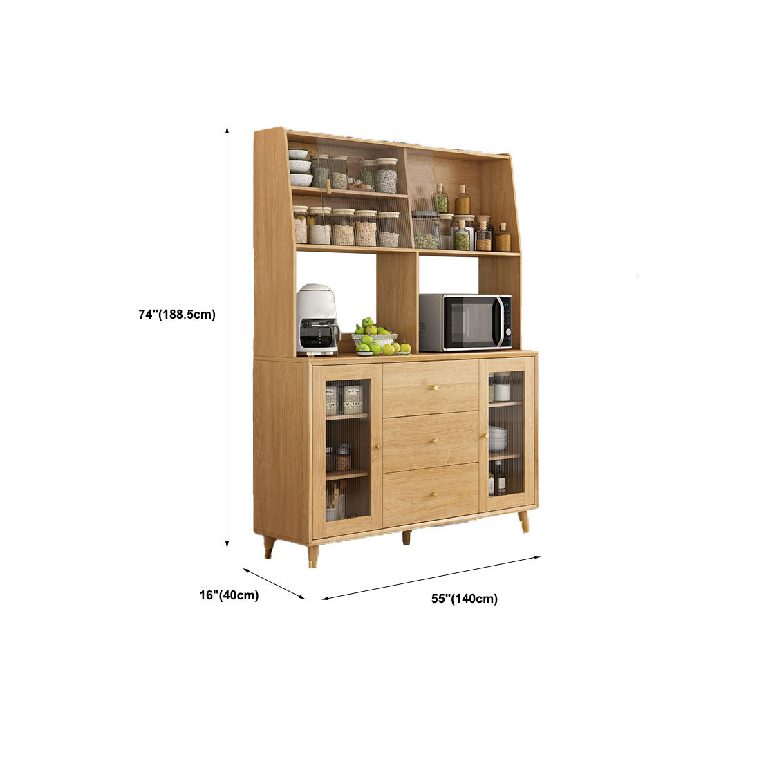 Color natural apare de lado de madera maciza con puerta y cajón