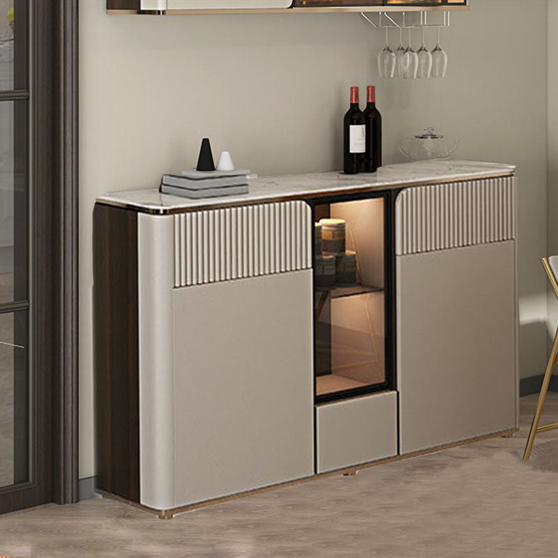 Glam Style Buffet Sideboard White Sintered Stone Top Server with Door and Drawer Clearhalo 'buffet_sideboard' 'Buffets & Sideboards' 'furn' 'furn_buffet_sideboard' 'Furniture' 'Kitchen & Dining Furniture' 5570988