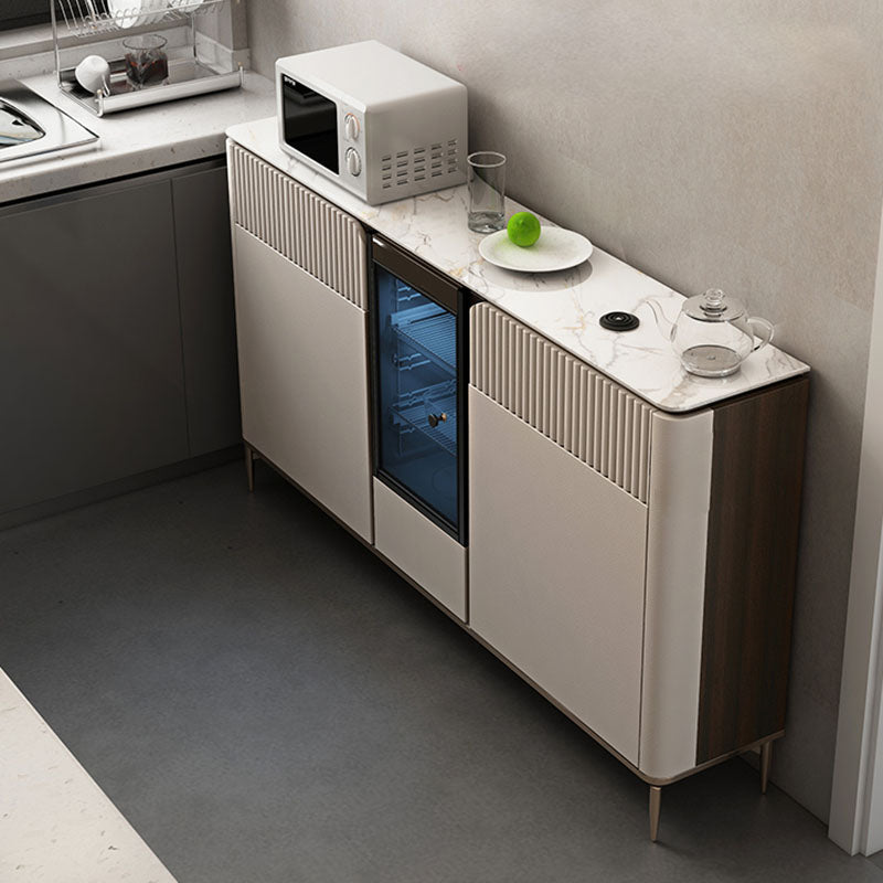 Glam Style Buffet Sideboard White Sintered Stone Top Server with Door and Drawer Clearhalo 'buffet_sideboard' 'Buffets & Sideboards' 'furn' 'furn_buffet_sideboard' 'Furniture' 'Kitchen & Dining Furniture' 5570990