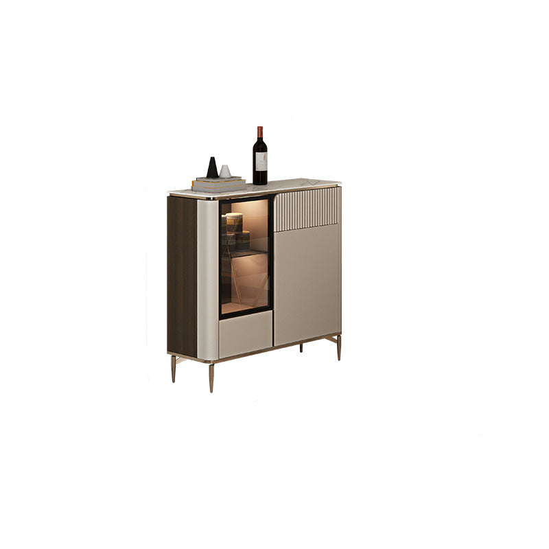 Glam Style Buffet Sideboard White Sintered Stone Top Server with Door and Drawer 31"L x 12"W x 35"H Clearhalo 'buffet_sideboard' 'Buffets & Sideboards' 'furn' 'furn_buffet_sideboard' 'Furniture' 'Kitchen & Dining Furniture' 5570991