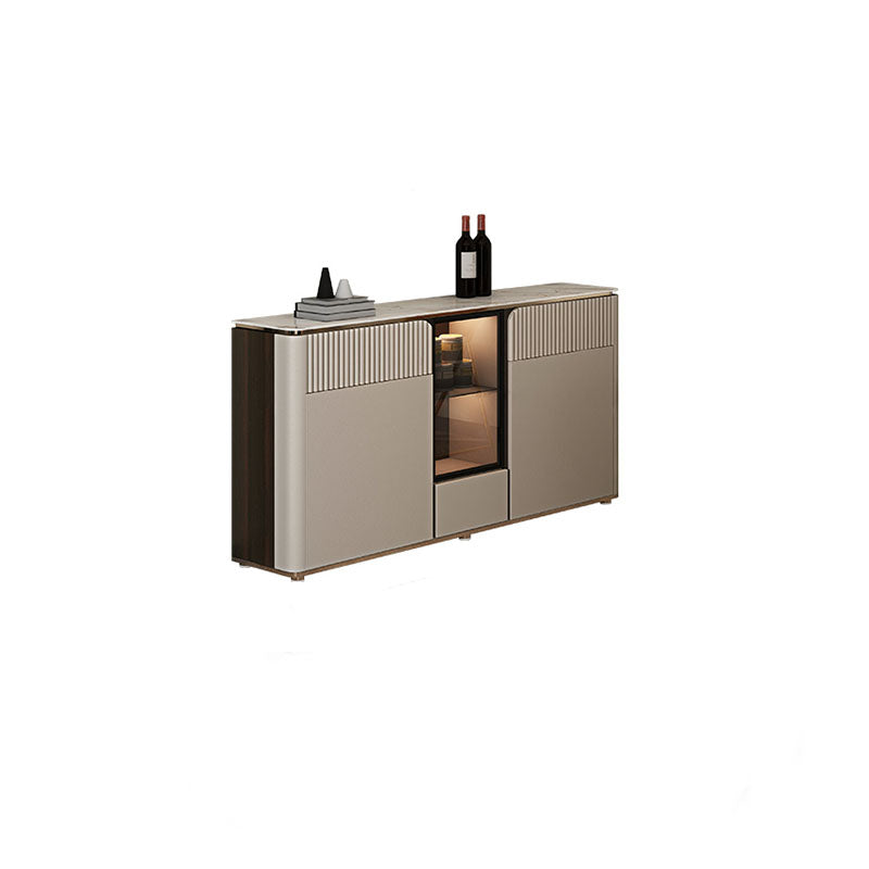 Glam Style Buffet Sideboard White Sintered Stone Top Server with Door and Drawer 47"L x 12"W x 30"H Clearhalo 'buffet_sideboard' 'Buffets & Sideboards' 'furn' 'furn_buffet_sideboard' 'Furniture' 'Kitchen & Dining Furniture' 5570993
