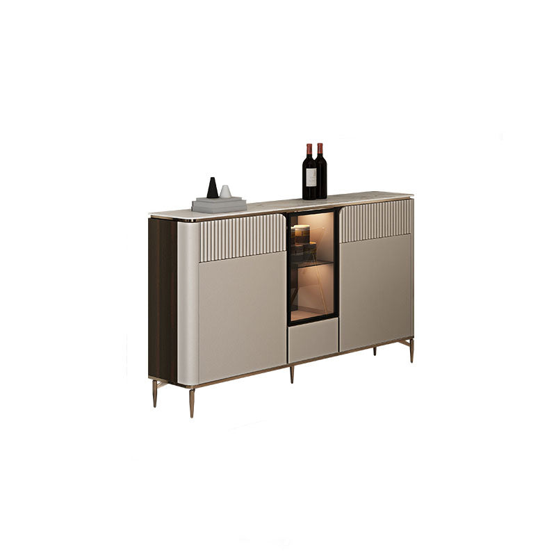 Glam Style Buffet Sideboard White Sintered Stone Top Server with Door and Drawer Clearhalo 'buffet_sideboard' 'Buffets & Sideboards' 'furn' 'furn_buffet_sideboard' 'Furniture' 'Kitchen & Dining Furniture' 5570994