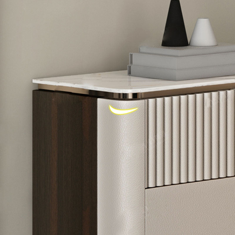 Glam Style Buffet Sideboard White Sintered Stone Top Server with Door and Drawer Clearhalo 'buffet_sideboard' 'Buffets & Sideboards' 'furn' 'furn_buffet_sideboard' 'Furniture' 'Kitchen & Dining Furniture' 5571000