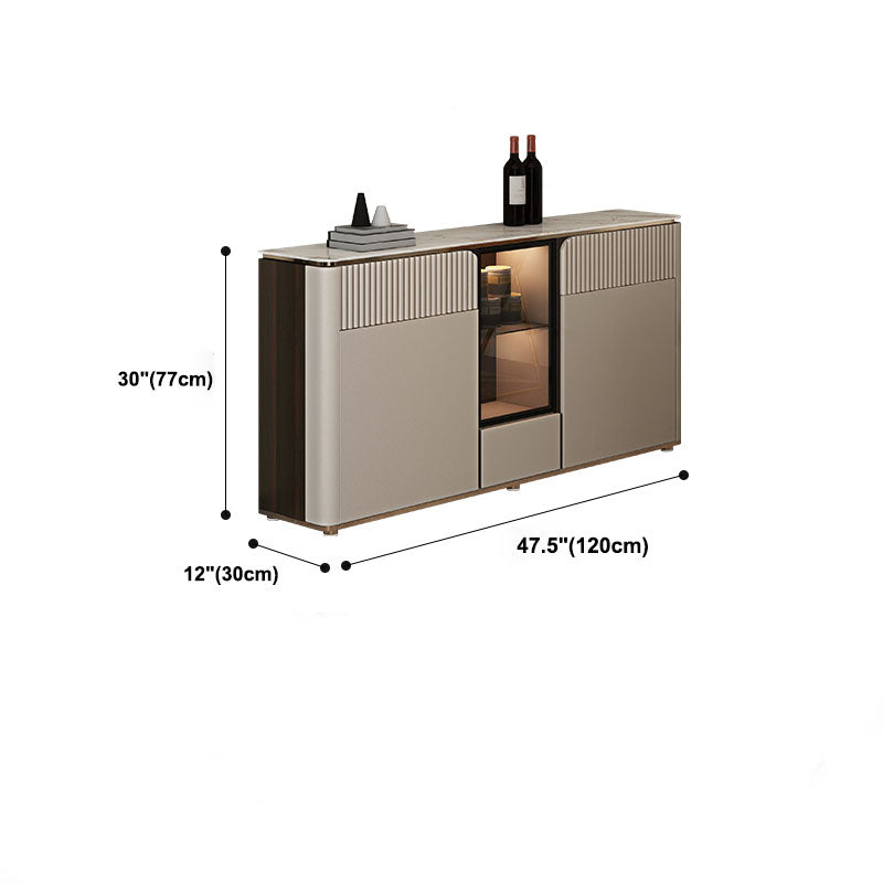 Glam Style Buffet Sideboard White Sintered Stone Top Server with Door and Drawer Clearhalo 'buffet_sideboard' 'Buffets & Sideboards' 'furn' 'furn_buffet_sideboard' 'Furniture' 'Kitchen & Dining Furniture' 5571002