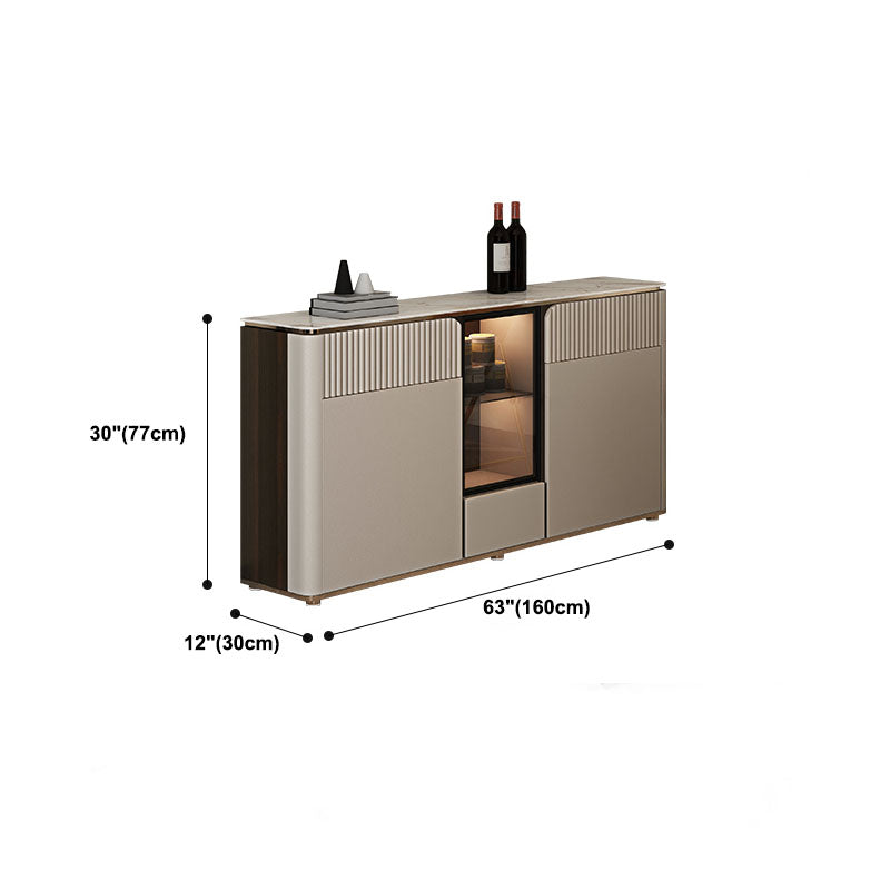 Glam Style Buffet Sideboard White Sintered Stone Top Server with Door and Drawer Clearhalo 'buffet_sideboard' 'Buffets & Sideboards' 'furn' 'furn_buffet_sideboard' 'Furniture' 'Kitchen & Dining Furniture' 5571004