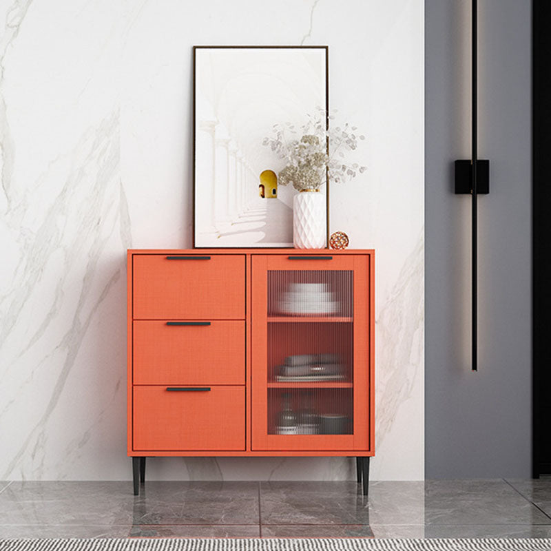 Glam Style Buffet Sideboard Engineer Wood Server with Door and Drawer for Living Room 31"L x 12"W x 31"H Orange Clearhalo 'buffet_sideboard' 'Buffets & Sideboards' 'furn' 'furn_buffet_sideboard' 'Furniture' 'Kitchen & Dining Furniture' 5571059