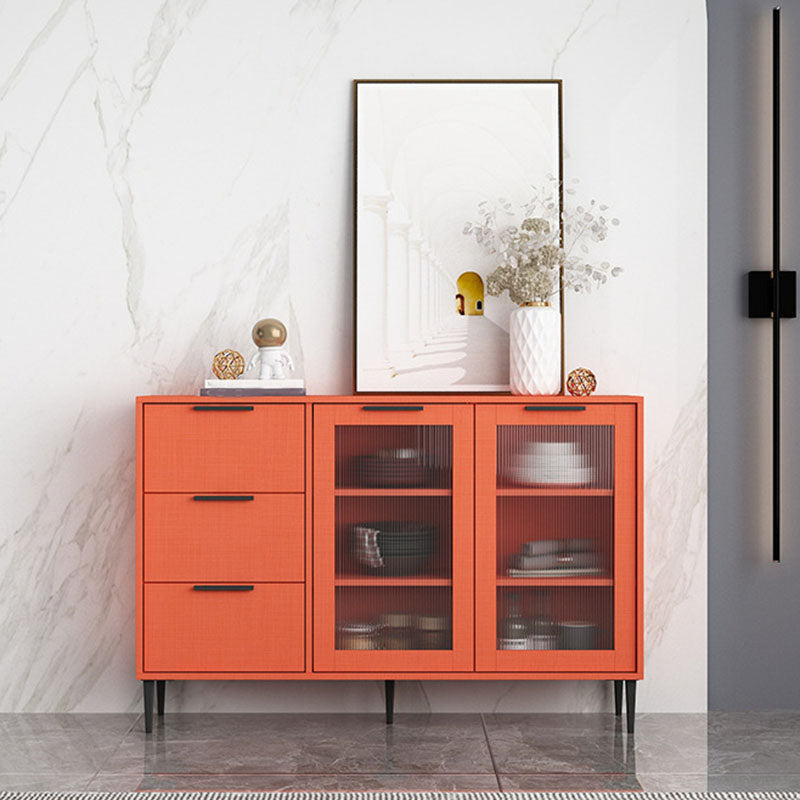 Glam Style Buffet Sideboard Engineer Wood Server with Door and Drawer for Living Room 47"L x 12"W x 31"H Orange Clearhalo 'buffet_sideboard' 'Buffets & Sideboards' 'furn' 'furn_buffet_sideboard' 'Furniture' 'Kitchen & Dining Furniture' 5571060