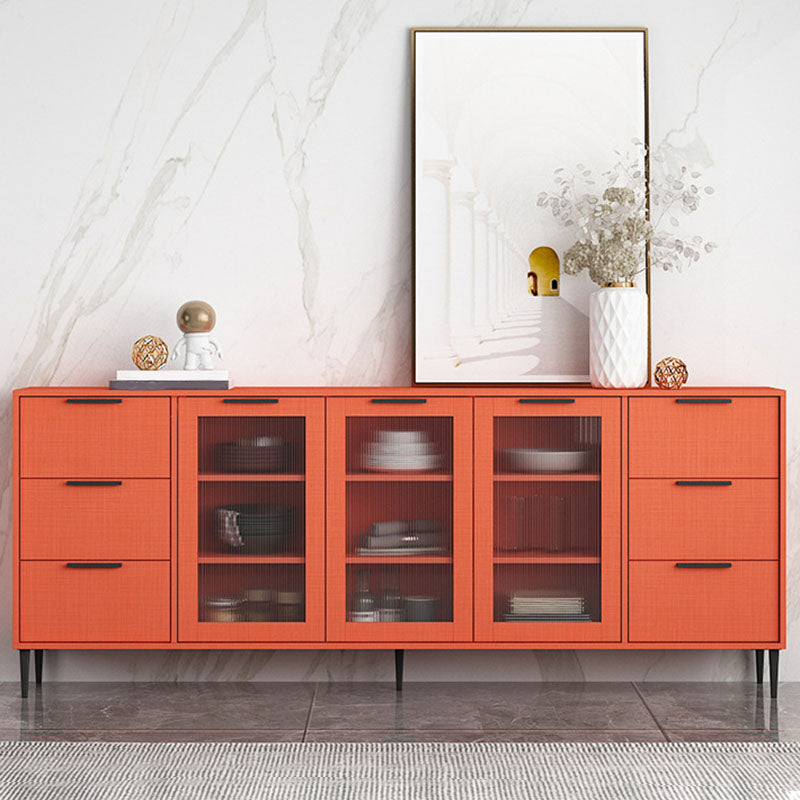 Glam Style Buffet Sideboard Engineer Wood Server with Door and Drawer for Living Room 77"L x 12"W x 31"H Orange Clearhalo 'buffet_sideboard' 'Buffets & Sideboards' 'furn' 'furn_buffet_sideboard' 'Furniture' 'Kitchen & Dining Furniture' 5571064