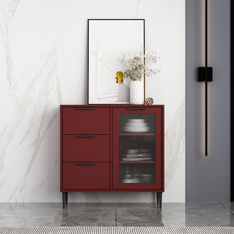 Glam Style Buffet Sideboard Engineer Wood Server with Door and Drawer for Living Room 31"L x 12"W x 31"H Red Clearhalo 'buffet_sideboard' 'Buffets & Sideboards' 'furn' 'furn_buffet_sideboard' 'Furniture' 'Kitchen & Dining Furniture' 5571066