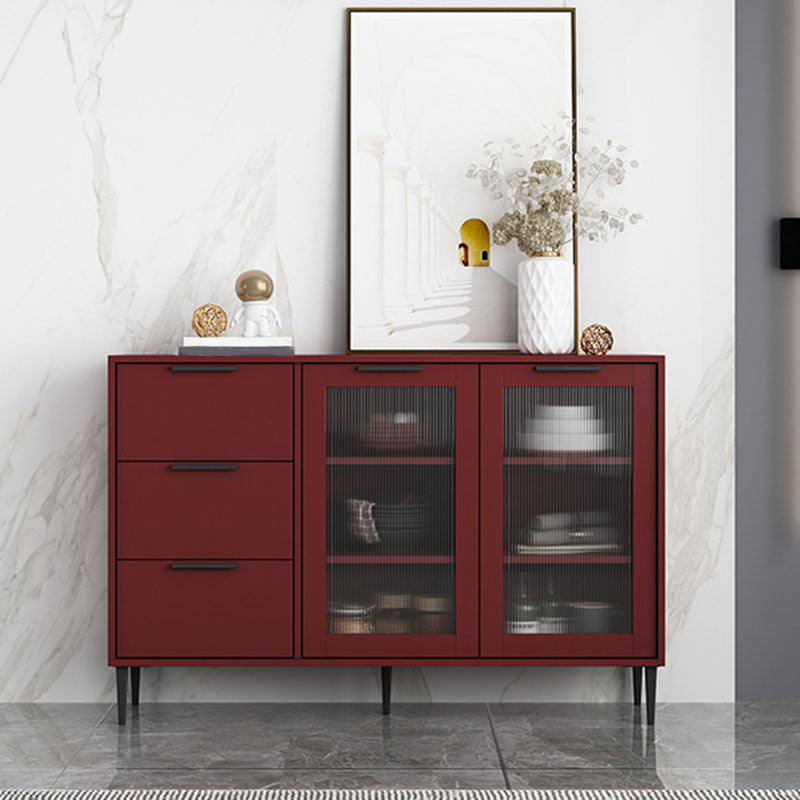Glam Style Buffet Sideboard Engineer Wood Server with Door and Drawer for Living Room 47"L x 12"W x 31"H Red Clearhalo 'buffet_sideboard' 'Buffets & Sideboards' 'furn' 'furn_buffet_sideboard' 'Furniture' 'Kitchen & Dining Furniture' 5571068