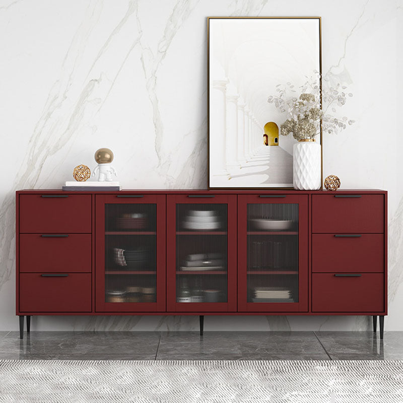 Glam Style Buffet Sideboard Engineer Wood Server with Door and Drawer for Living Room 77"L x 12"W x 31"H Red Clearhalo 'buffet_sideboard' 'Buffets & Sideboards' 'furn' 'furn_buffet_sideboard' 'Furniture' 'Kitchen & Dining Furniture' 5571072
