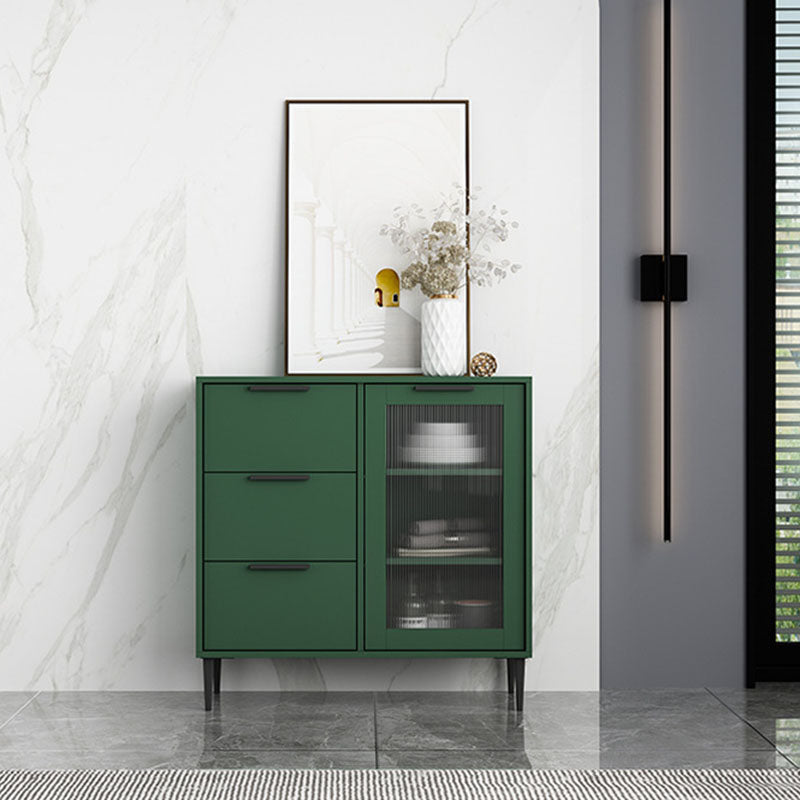 Glam Style Buffet Sideboard Engineer Wood Server with Door and Drawer for Living Room 31"L x 12"W x 31"H Green Clearhalo 'buffet_sideboard' 'Buffets & Sideboards' 'furn' 'furn_buffet_sideboard' 'Furniture' 'Kitchen & Dining Furniture' 5571074