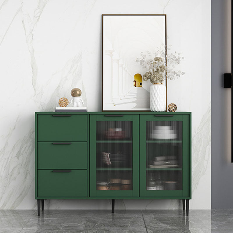 Glam Style Buffet Sideboard Engineer Wood Server with Door and Drawer for Living Room 47"L x 12"W x 31"H Green Clearhalo 'buffet_sideboard' 'Buffets & Sideboards' 'furn' 'furn_buffet_sideboard' 'Furniture' 'Kitchen & Dining Furniture' 5571077