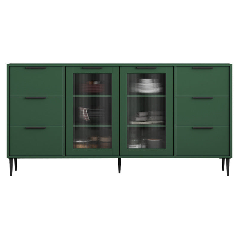 Glam Style Buffet Sideboard Engineer Wood Server with Door and Drawer for Living Room 62"L x 12"W x 31.5"H Green Clearhalo 'buffet_sideboard' 'Buffets & Sideboards' 'furn' 'furn_buffet_sideboard' 'Furniture' 'Kitchen & Dining Furniture' 5571078