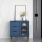 Glam Style Buffet Sideboard Engineer Wood Server with Door and Drawer for Living Room 31"L x 12"W x 31"H Blue Clearhalo 'buffet_sideboard' 'Buffets & Sideboards' 'furn' 'furn_buffet_sideboard' 'Furniture' 'Kitchen & Dining Furniture' 5571080