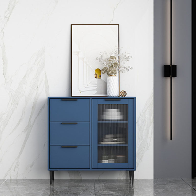 Glam Style Buffet Sideboard Engineer Wood Server with Door and Drawer for Living Room 31"L x 12"W x 31"H Blue Clearhalo 'buffet_sideboard' 'Buffets & Sideboards' 'furn' 'furn_buffet_sideboard' 'Furniture' 'Kitchen & Dining Furniture' 5571080