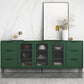Glam Style Buffet Sideboard Engineer Wood Server with Door and Drawer for Living Room 77"L x 12"W x 31"H Green Clearhalo 'buffet_sideboard' 'Buffets & Sideboards' 'furn' 'furn_buffet_sideboard' 'Furniture' 'Kitchen & Dining Furniture' 5571081