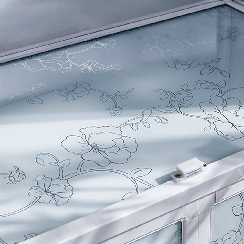 Tempered Glass Buffet Server 60-inch Height White Metal Frame Kitchen Server Clearhalo 'buffet_sideboard' 'Buffets & Sideboards' 'furn' 'furn_buffet_sideboard' 'Furniture' 'Kitchen & Dining Furniture' 5571143