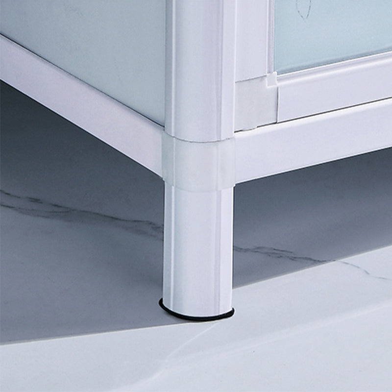 Tempered Glass Buffet Server 60-inch Height White Metal Frame Kitchen Server Clearhalo 'buffet_sideboard' 'Buffets & Sideboards' 'furn' 'furn_buffet_sideboard' 'Furniture' 'Kitchen & Dining Furniture' 5571148