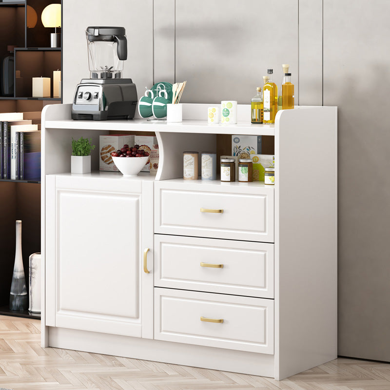 Contemporary Sideboard Rubber Wood Sideboard with Door and Drawer for Dining Room 39"L x 16"W x 35"H White Clearhalo 'buffet_sideboard' 'Buffets & Sideboards' 'furn' 'furn_buffet_sideboard' 'Furniture' 'Kitchen & Dining Furniture' 5571214