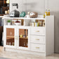 Contemporary Sideboard Rubber Wood Sideboard with Door and Drawer for Dining Room 47"L x 16"W x 35"H White Clearhalo 'buffet_sideboard' 'Buffets & Sideboards' 'furn' 'furn_buffet_sideboard' 'Furniture' 'Kitchen & Dining Furniture' 5571216