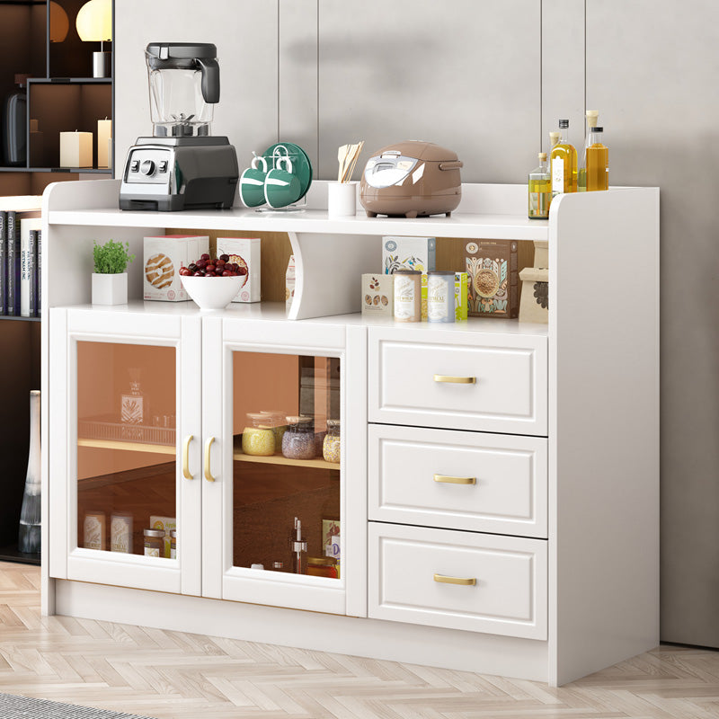 Contemporary Sideboard Rubber Wood Sideboard with Door and Drawer for Dining Room 47"L x 16"W x 35"H White Clearhalo 'buffet_sideboard' 'Buffets & Sideboards' 'furn' 'furn_buffet_sideboard' 'Furniture' 'Kitchen & Dining Furniture' 5571216