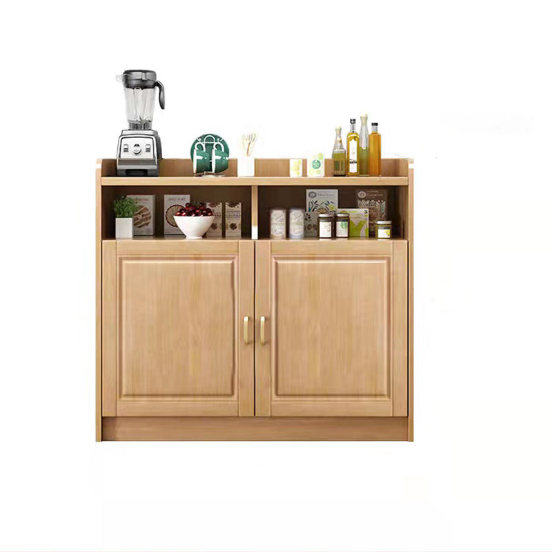 Contemporary Sideboard Rubber Wood Sideboard with Door and Drawer for Dining Room 31"L x 16"W x 35"H Natural Clearhalo 'buffet_sideboard' 'Buffets & Sideboards' 'furn' 'furn_buffet_sideboard' 'Furniture' 'Kitchen & Dining Furniture' 5571219