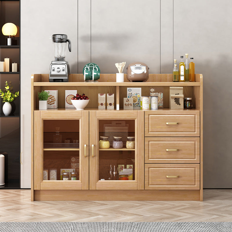 Contemporary Sideboard Rubber Wood Sideboard with Door and Drawer for Dining Room 47"L x 16"W x 35"H Natural Clearhalo 'buffet_sideboard' 'Buffets & Sideboards' 'furn' 'furn_buffet_sideboard' 'Furniture' 'Kitchen & Dining Furniture' 5571223