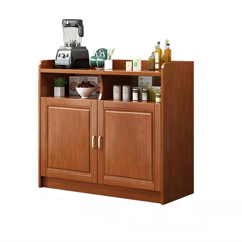 Contemporary Sideboard Rubber Wood Sideboard with Door and Drawer for Dining Room 31"L x 16"W x 35"H Brown Clearhalo 'buffet_sideboard' 'Buffets & Sideboards' 'furn' 'furn_buffet_sideboard' 'Furniture' 'Kitchen & Dining Furniture' 5571228