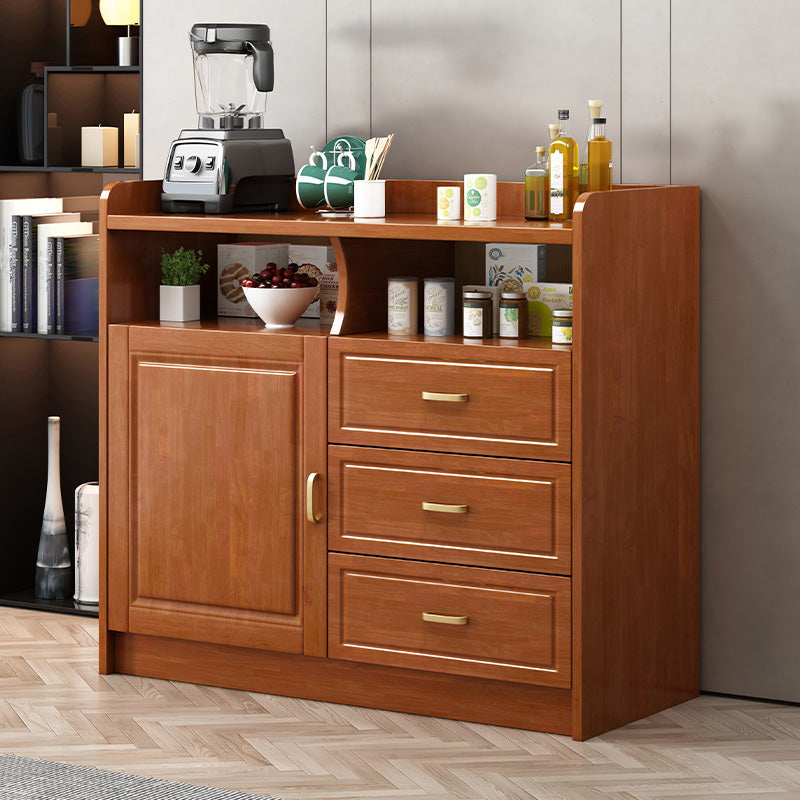 Contemporary Sideboard Rubber Wood Sideboard with Door and Drawer for Dining Room 39"L x 16"W x 35"H Brown Clearhalo 'buffet_sideboard' 'Buffets & Sideboards' 'furn' 'furn_buffet_sideboard' 'Furniture' 'Kitchen & Dining Furniture' 5571229