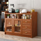 Contemporary Sideboard Rubber Wood Sideboard with Door and Drawer for Dining Room 47"L x 16"W x 35"H Brown Clearhalo 'buffet_sideboard' 'Buffets & Sideboards' 'furn' 'furn_buffet_sideboard' 'Furniture' 'Kitchen & Dining Furniture' 5571230