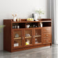 Contemporary Sideboard Rubber Wood Sideboard with Door and Drawer for Dining Room 63"L x 16"W x 35"H Brown Clearhalo 'buffet_sideboard' 'Buffets & Sideboards' 'furn' 'furn_buffet_sideboard' 'Furniture' 'Kitchen & Dining Furniture' 5571231