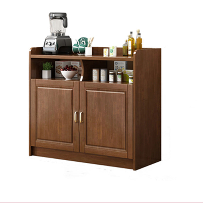 Contemporary Sideboard Rubber Wood Sideboard with Door and Drawer for Dining Room 31"L x 16"W x 35"H Walnut Clearhalo 'buffet_sideboard' 'Buffets & Sideboards' 'furn' 'furn_buffet_sideboard' 'Furniture' 'Kitchen & Dining Furniture' 5571232