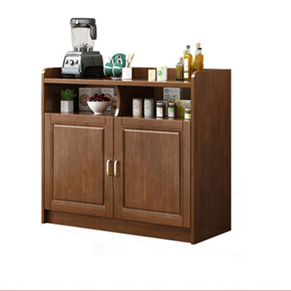Contemporary Sideboard Rubber Wood Sideboard with Door and Drawer for Dining Room 31"L x 16"W x 35"H Walnut Clearhalo 'buffet_sideboard' 'Buffets & Sideboards' 'furn' 'furn_buffet_sideboard' 'Furniture' 'Kitchen & Dining Furniture' 5571232
