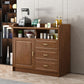 Contemporary Sideboard Rubber Wood Sideboard with Door and Drawer for Dining Room 39"L x 16"W x 35"H Walnut Clearhalo 'buffet_sideboard' 'Buffets & Sideboards' 'furn' 'furn_buffet_sideboard' 'Furniture' 'Kitchen & Dining Furniture' 5571233