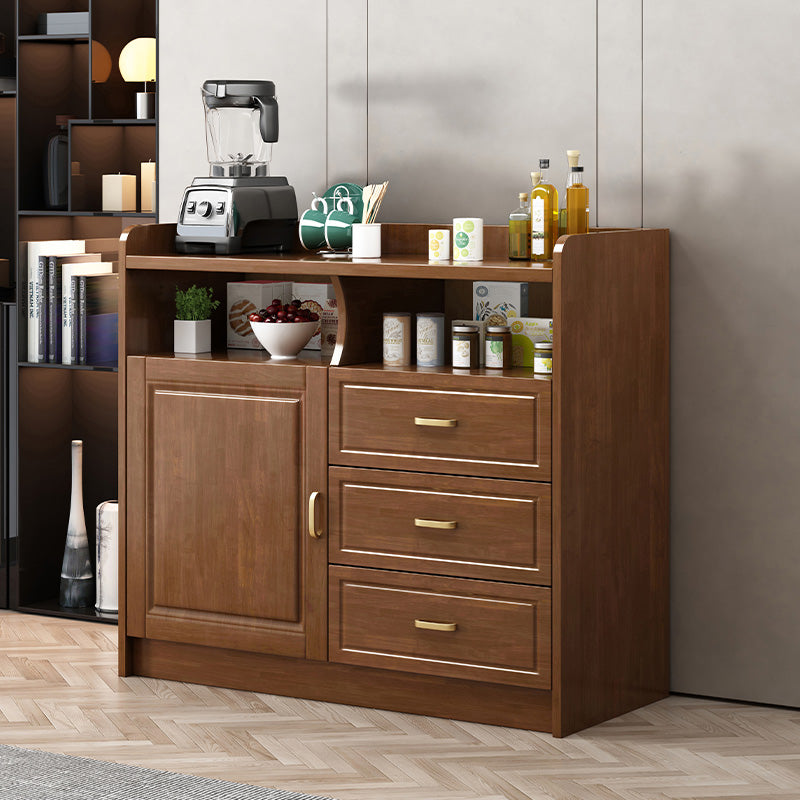 Contemporary Sideboard Rubber Wood Sideboard with Door and Drawer for Dining Room 39"L x 16"W x 35"H Walnut Clearhalo 'buffet_sideboard' 'Buffets & Sideboards' 'furn' 'furn_buffet_sideboard' 'Furniture' 'Kitchen & Dining Furniture' 5571233
