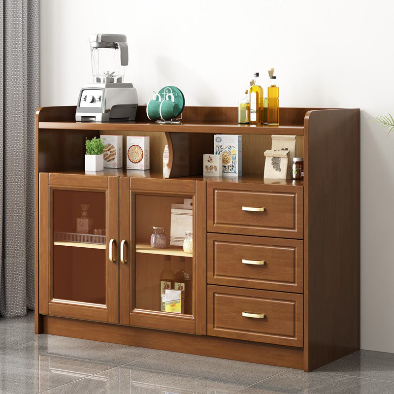 Contemporary Sideboard Rubber Wood Sideboard with Door and Drawer for Dining Room 47"L x 16"W x 35"H Walnut Clearhalo 'buffet_sideboard' 'Buffets & Sideboards' 'furn' 'furn_buffet_sideboard' 'Furniture' 'Kitchen & Dining Furniture' 5571234