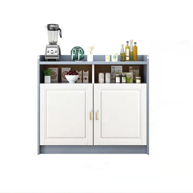 Contemporary Sideboard Rubber Wood Sideboard with Door and Drawer for Dining Room 31"L x 16"W x 35"H Gray-White Clearhalo 'buffet_sideboard' 'Buffets & Sideboards' 'furn' 'furn_buffet_sideboard' 'Furniture' 'Kitchen & Dining Furniture' 5571236