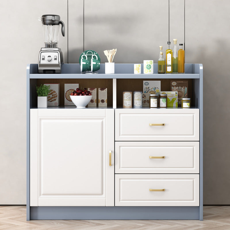 Contemporary Sideboard Rubber Wood Sideboard with Door and Drawer for Dining Room 39"L x 16"W x 35"H Gray-White Clearhalo 'buffet_sideboard' 'Buffets & Sideboards' 'furn' 'furn_buffet_sideboard' 'Furniture' 'Kitchen & Dining Furniture' 5571237