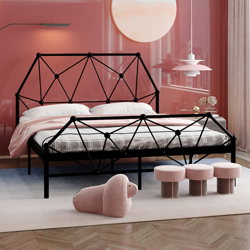 Glam Metallic Standard Bed,  Open-Frame Headboard Bed Frame with  Footboard