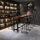 Industrial 1/2/5/9 Pieces Bar Table Set Rectangle Pine Wood Counter Table with High Stools
