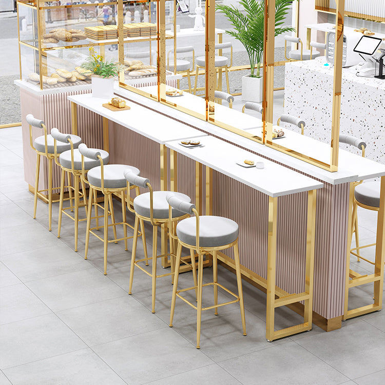 Glam 1/4 pièces Table de bar de barre de comptoir en pierre rectangulaire avec tabourets hauts