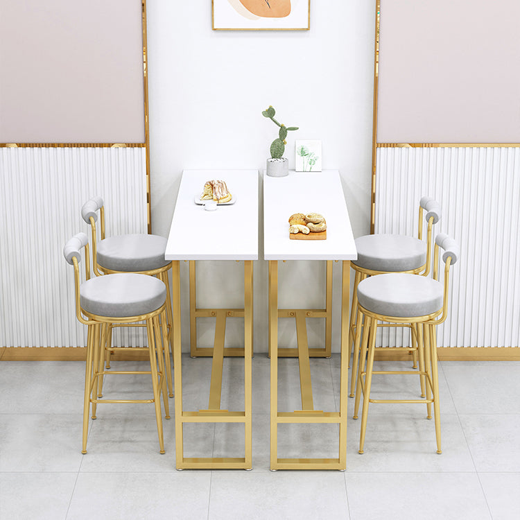 Glam 1/4 pièces Table de bar de barre de comptoir en pierre rectangulaire avec tabourets hauts